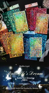 Detailed view of bronzing butterfly stickers with shell light effect for DIY crafts