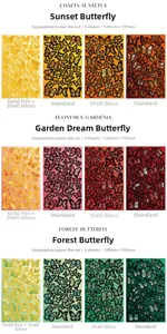 Detail view of die-cut butterfly stickers with gold foil and shell light effects