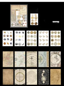 Macro view of vintage junk journal kit showing botanical stickers and lace paper details