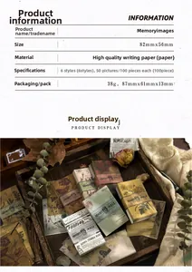 Vista macro della carta scrapbooking rétro Memory Images con sfondo botanico vintage