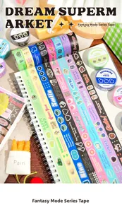 Detail of Fantasy Pattern series decorative washi tape on a notebook for DIY journaling