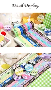 Detailed view of Twilight Fantasy Washi Tape patterns on journal pages with props