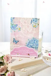 Floral lace material paper with butterfly prints for scrapbooking and DIY decoration