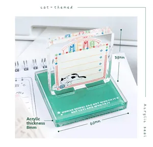 Cat themed acrylic memo board and clear stamp base with memo print and 8mm thick base