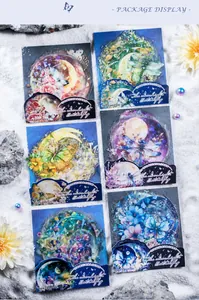 Detail of Moonlight Butterfly PET stickers featuring crystal point finish on the packaging