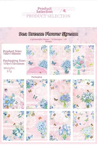 Detailed grid showing ten floral and butterfly patterns on lightweight decorative paper