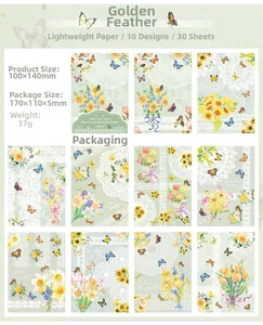 Floral butterfly scrapbooking paper set with 10 patterns and 30 sheets of lace deco paper