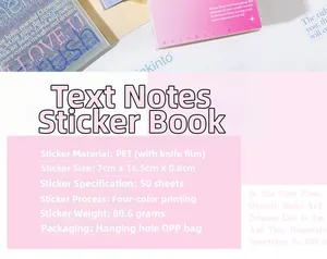 Détails du carnet d'autocollants PET rose avec 50 feuilles et découpes de précision