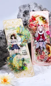 Detail of anime character stickers with butterfly and floral motifs on decorative display