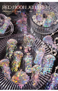 Dettagli di adesivi PET di meduse laser dorate per scrapbooking e decorazioni fai-da-te