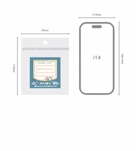 Transparent cat-themed checklist stamp packaging dimensions shown with phone for size reference