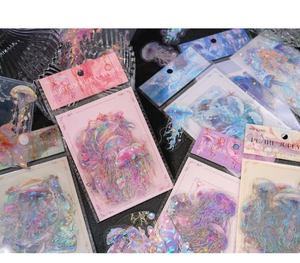 Adesivi olografici di meduse dettagliati con lamina iridescente per scrapbooking