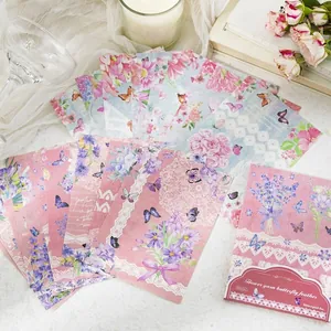 Vintage floral lace scrapbook paper set with butterfly motifs for journaling 30 pieces