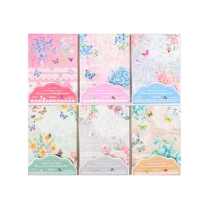 Set of 6 lace material papers with floral butterfly themes for scrapbook decoration