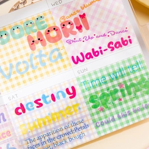 Autocollants PET décoratifs à carreaux pastel avec citations pour scrapbooking DIY