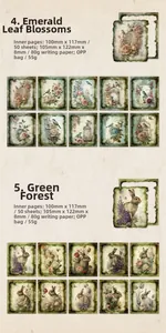 Macro detail of vintage floral scrapbooking paper with botanical illustrations and textures