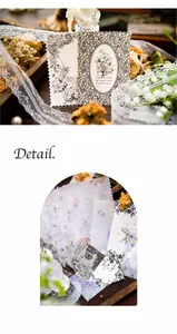Détail de papier de scrapbooking vintage avec bordures en dentelle et motifs floraux