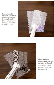 Détails de motifs de dentelle sur papier calque et papier léger pour scrapbooking
