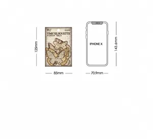 Confronto dettagliato delle dimensioni degli adesivi vintage a farfalla con un iPhone X
