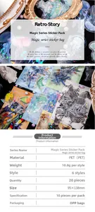 Detail of Magic series PET stickers featuring iridescent bird and butterfly motifs