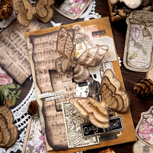 Adesivi in Carta Kraft Bianca Vintage Scrapbooking Serie Silhouette del Tempo Materiale per Journaling Fai da Te Adesivi Decorativi per Cancelleria