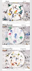 Macro detail of iridescent PET stickers with shell luster effect for scrapbooking decor