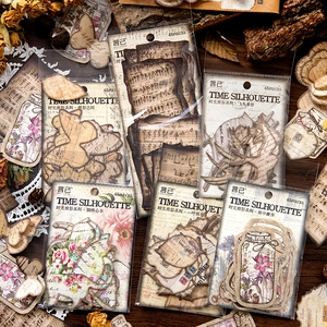 Set di 45 adesivi per scrapbooking vintage con motivi di fiori e animali decorativi