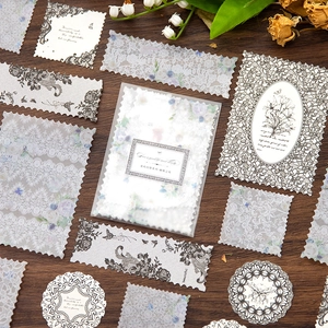 Set de stickers scrapbooking vintage fleurs et dentelle avec motifs de papillons