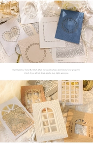 Detailed view of vintage embossed hollow paper frames for scrapbook journaling and DIY arts