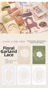 Detailed relief embossed lace garland decorative paper with hollow cutouts for journaling