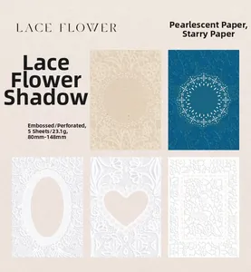 Detail of embossed lace decorative paper for journaling with hollow-out patterns