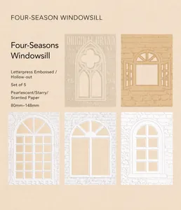 Detailed relief and hollow cut textures on Four Seasons Window vintage scrapbooking paper