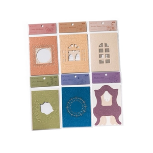 Embossed hollow collage card set with vintage lace and window patterns for scrapbooking