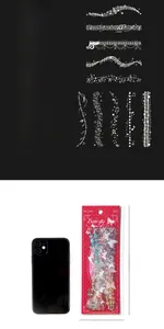 Detailed PET stickers showing butterfly and music notes with packaging size comparison