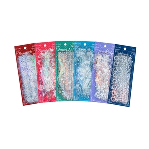 Decorative silver foil PET stickers for scrapbooking in six assorted floral and butterfly themes