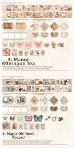 Dettaglio del kit per scrapbooking mini farfalla rétro con carta decorativa vintage