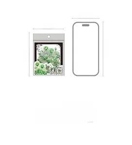 Green floral DIY stickers pack dimensions 81x117mm shown with iPhone 14 size reference