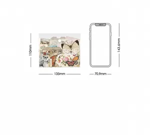 Dettaglio set adesivi a farfalla vintage con dimensioni della confezione 110mm x 135mm
