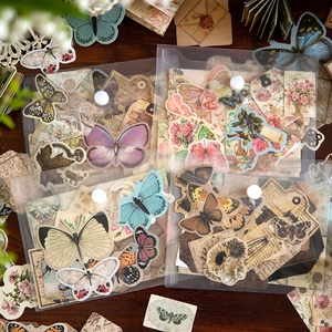 Vintage Mariposa Floral DIY Mini Scrapbook Paquete Material Papel Calcomanías para Diario Artesanía Papelería Deco Pegatinas