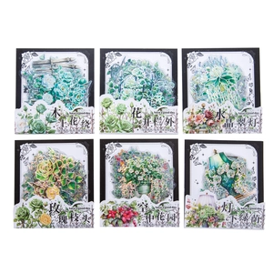 Green botanical PET sticker set with silver foil accents for journaling 20 pieces