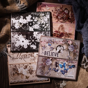 60 sheets of vintage scrapbooking paper with butterflies and floral patterns for DIY