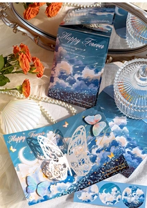 Detailed 3D laser-cut butterfly greeting card with starry sky envelope and stickers