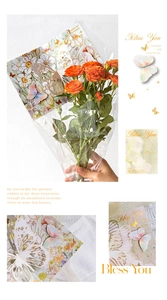 Detail of 3D hollow butterfly greeting card with gold foil accents and floral patterns