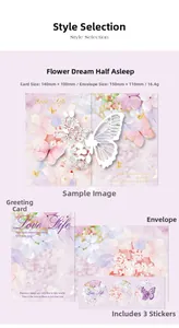 3D butterfly greeting card set with laser-cut details, purple envelope and round stickers