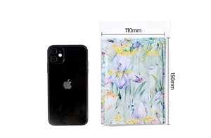 Size comparison of a floral Thank You greeting card and envelope set measuring 110x150mm