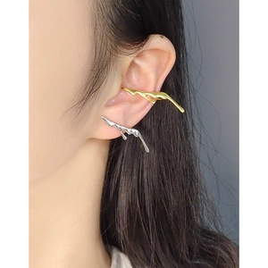 Minimalist S925 silver liquid lava earrings with irregular geometric metallic design