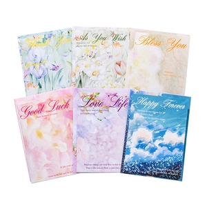 Set of 6 aesthetic floral greeting cards with gold-stamped butterfly and envelope