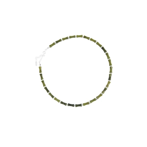 Elegant bamboo jade necklace with S925 silver beads in a minimalist oriental style