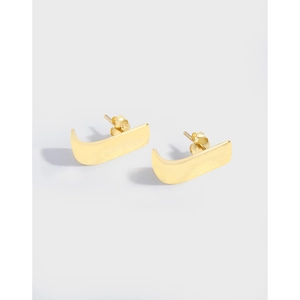 Minimalist 925 Sterling Silver Geometric Arc Stud Earrings For Women Gold Silver Plated Small Metal Earrings Jewelry