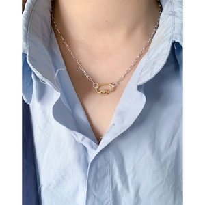 Minimalist S925 sterling silver necklace with U-shaped geometric pendant for women